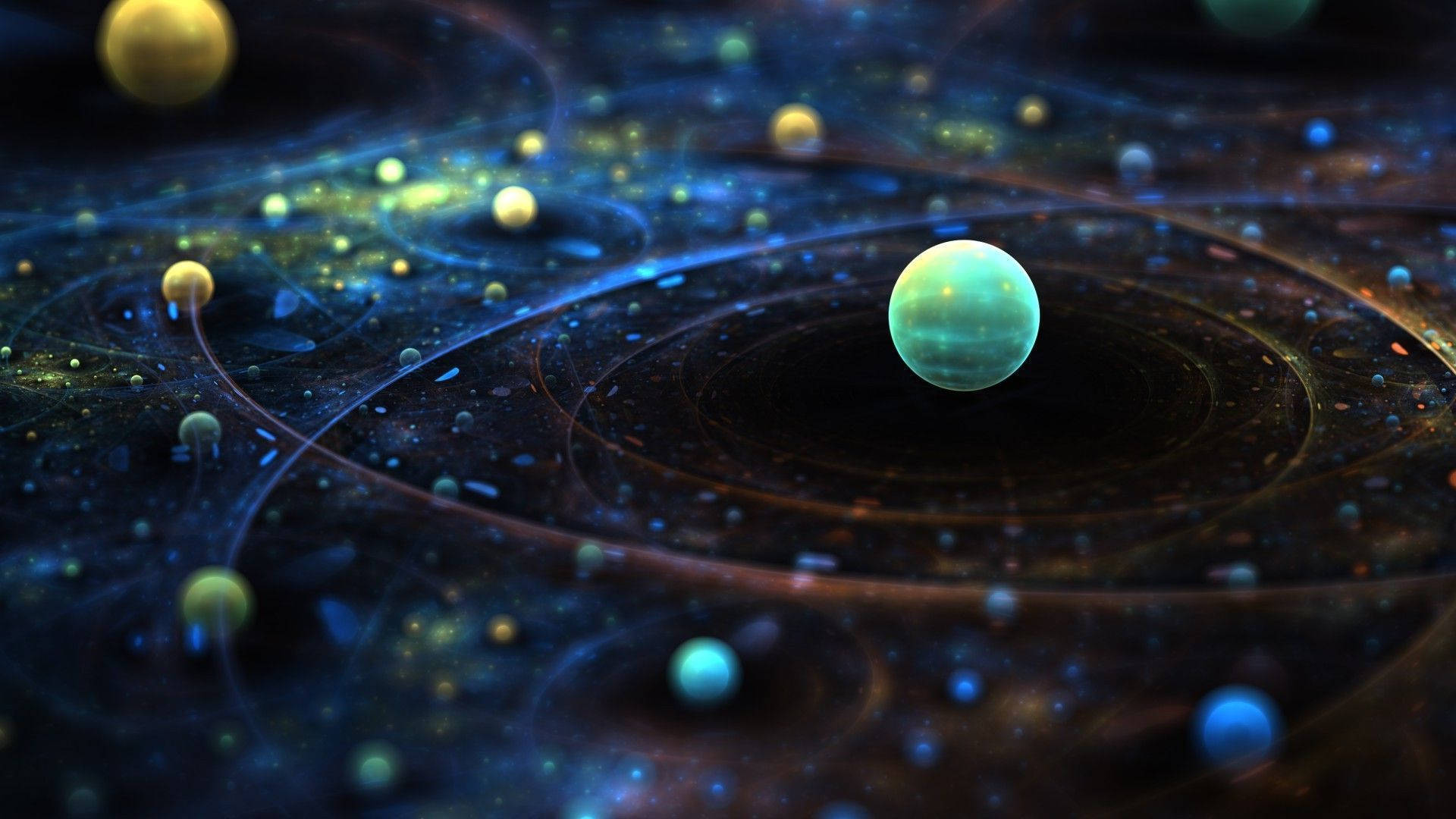 3d galaxy, teal planet, swirling cosmic dust, Full HD Desktop Wallpaper