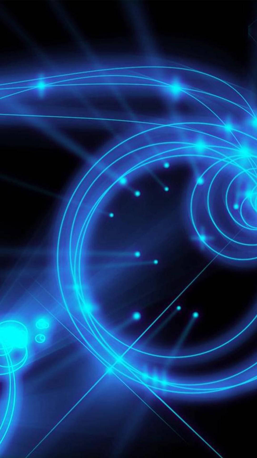 Solar Map Mobile Live 3D, vibrant blue glowing lines, dots, Full HD Phone Wallpaper