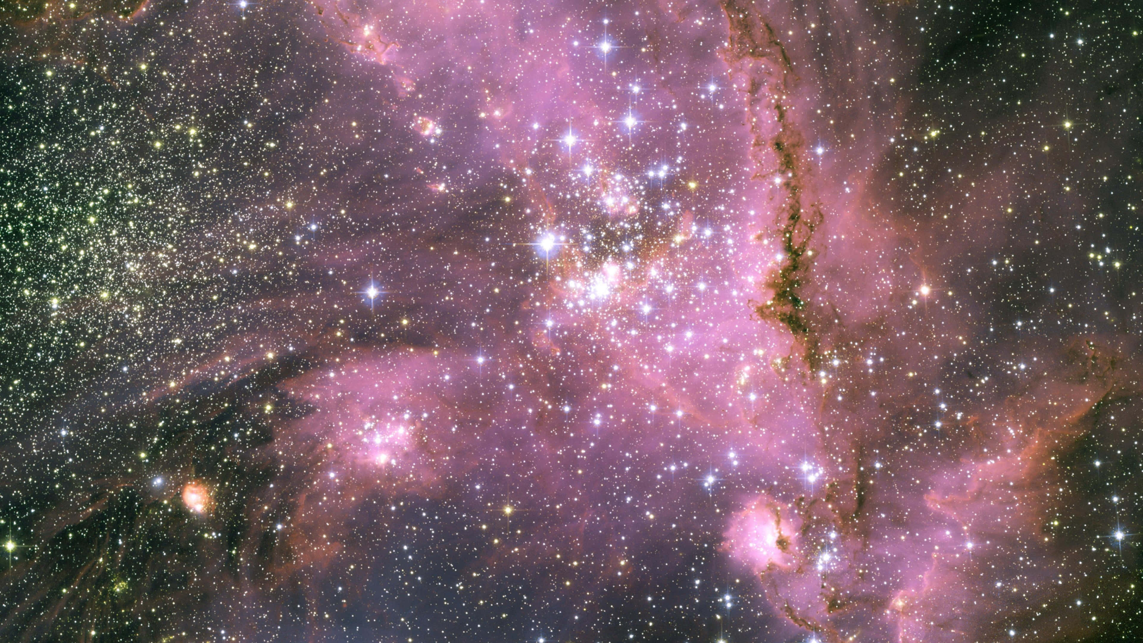 4K Galaxy View, cosmic nebula, pink purple and green gas clouds, 4K Desktop Wallpaper