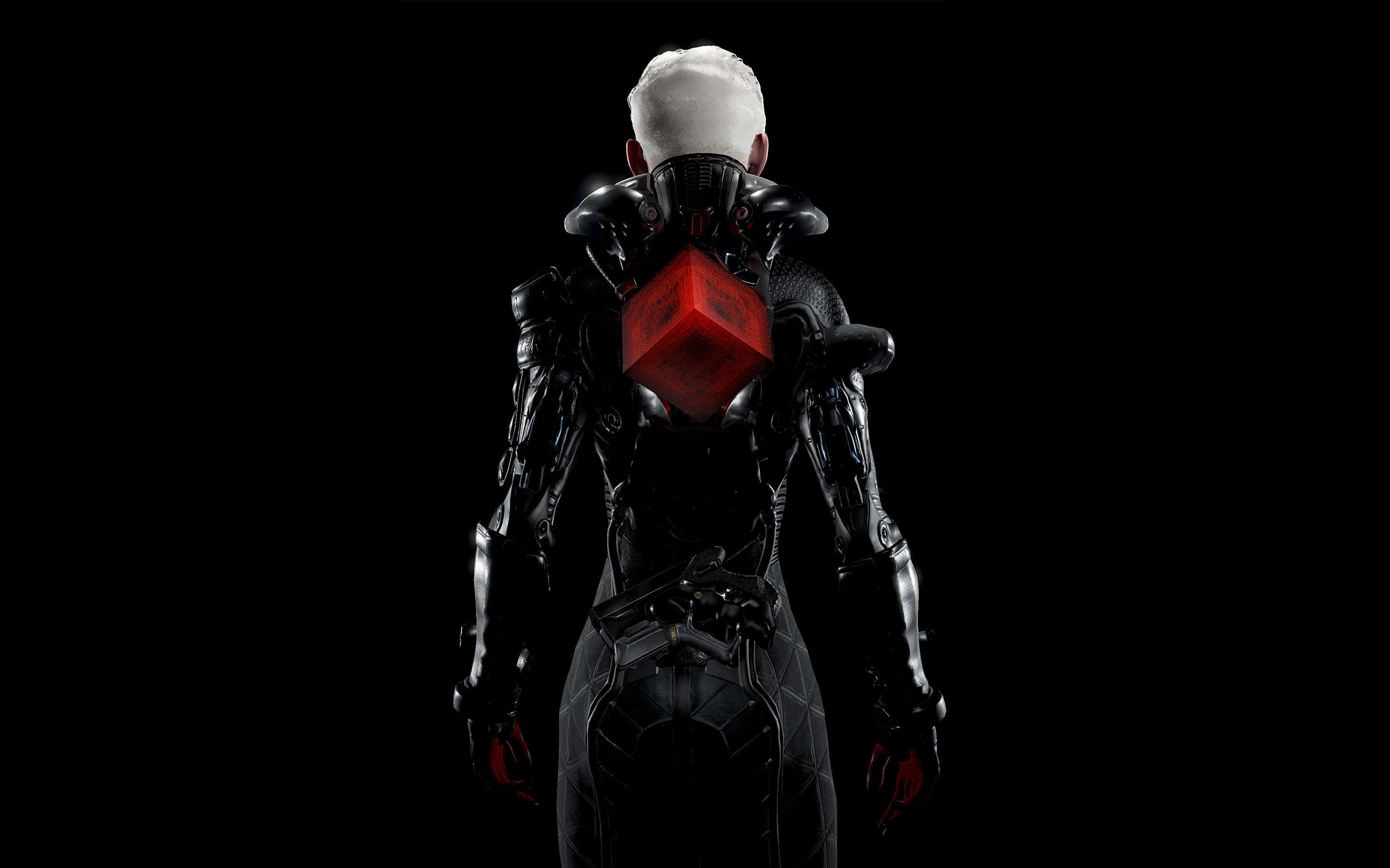 3d gaming, white hair, black, 2K Desktop Wallpaper
