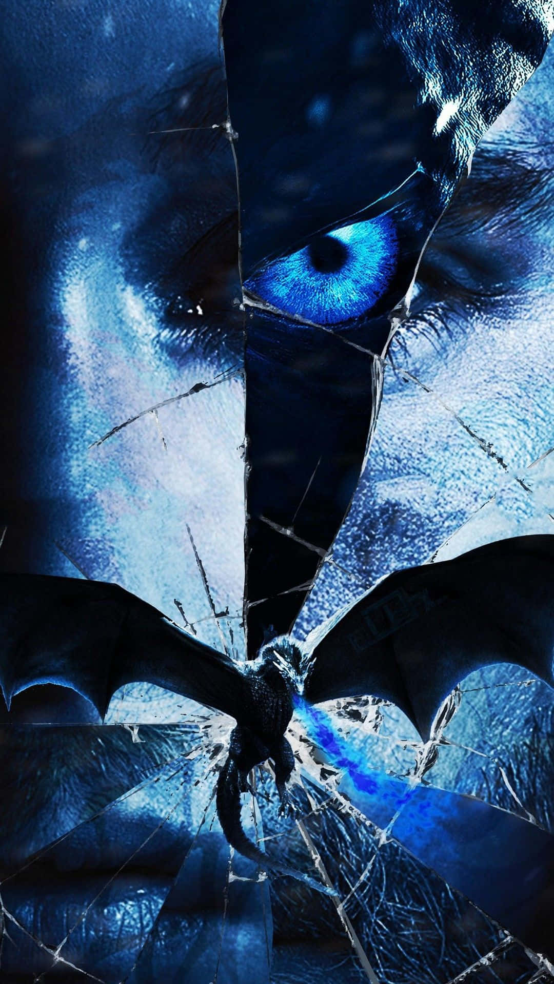 3d Gaming, glowing blue eye, dark dragon, Full HD Phone Wallpaper