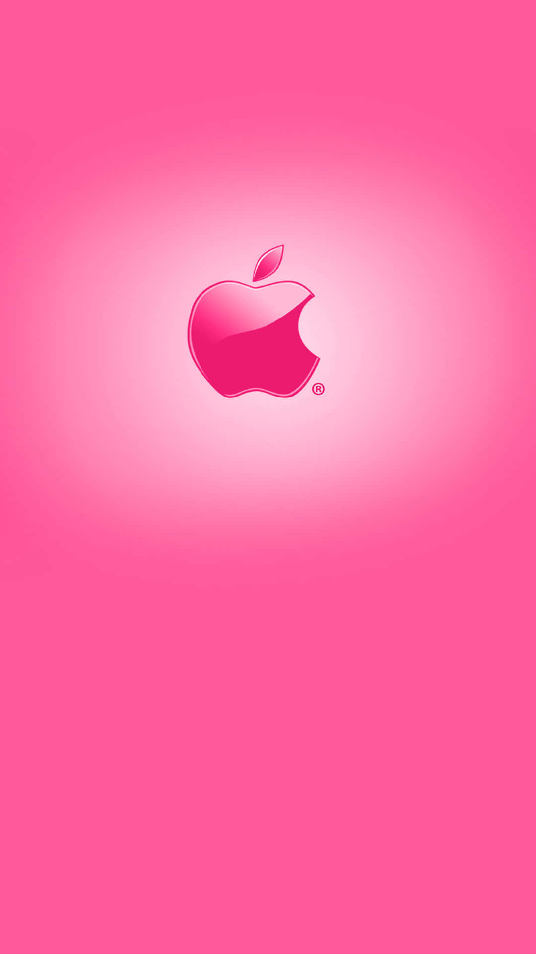3d girly, glossy pink Apple logo, gradient pink background, Full HD Phone Wallpaper
