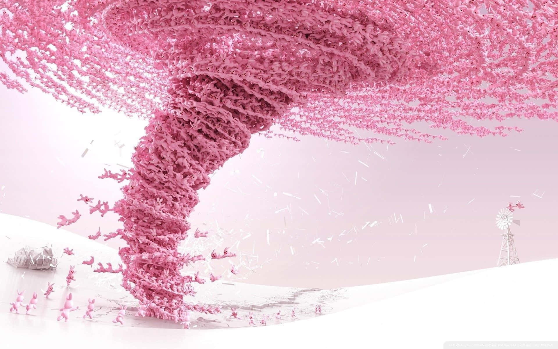 3d girly, surreal pink tornado, cherry blossoms, Full HD Desktop Wallpaper