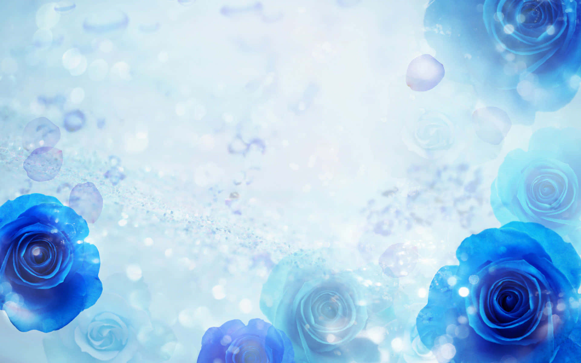 3d girly, vibrant blue roses, dreamy, Full HD Desktop Wallpaper