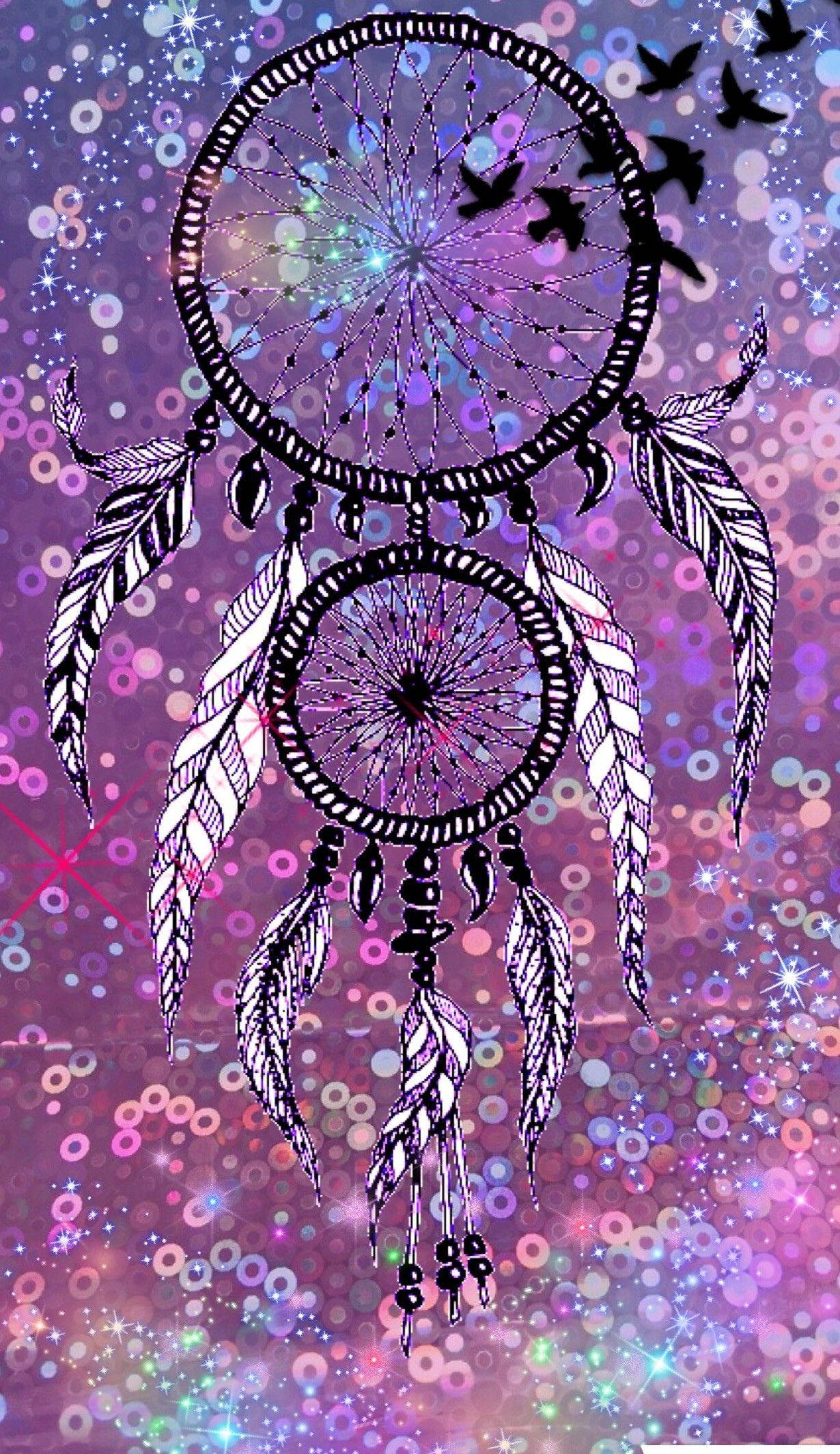 Girly Galaxy, black dreamcatchers, feathers, Full HD Phone Wallpaper