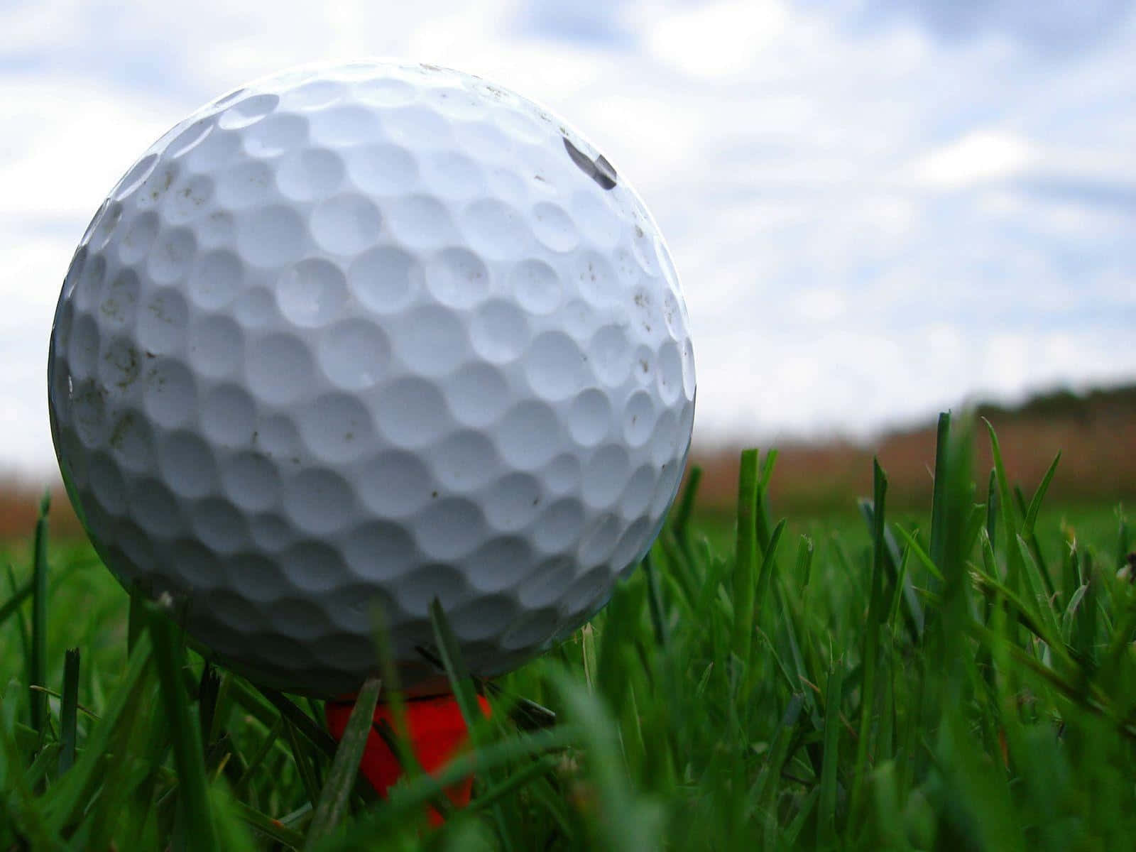 3d golf desktop, white golf ball, red tee, HD Desktop Wallpaper
