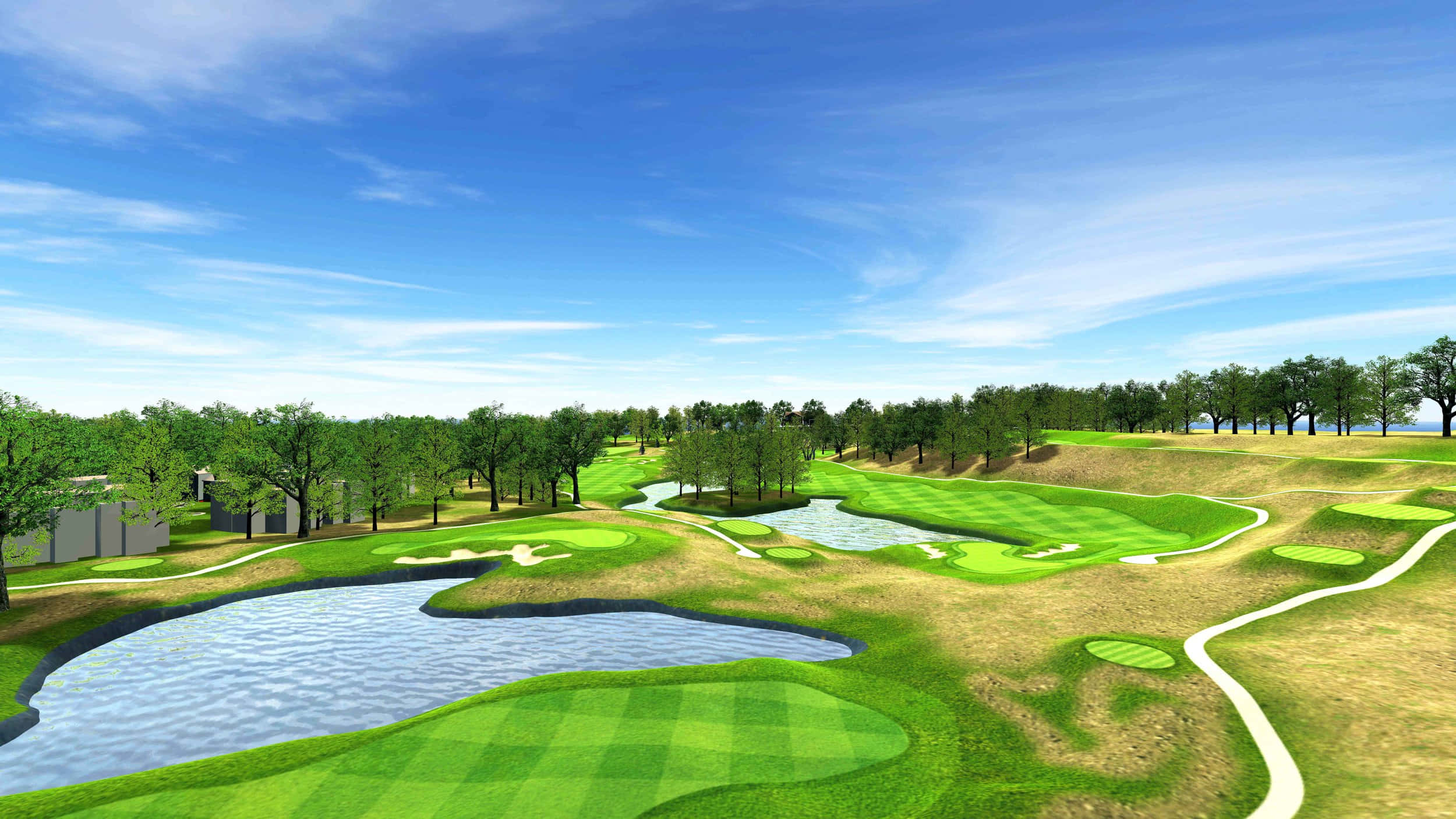 3d golf desktop, lush golf course, winding fairways, Full HD Desktop Wallpaper