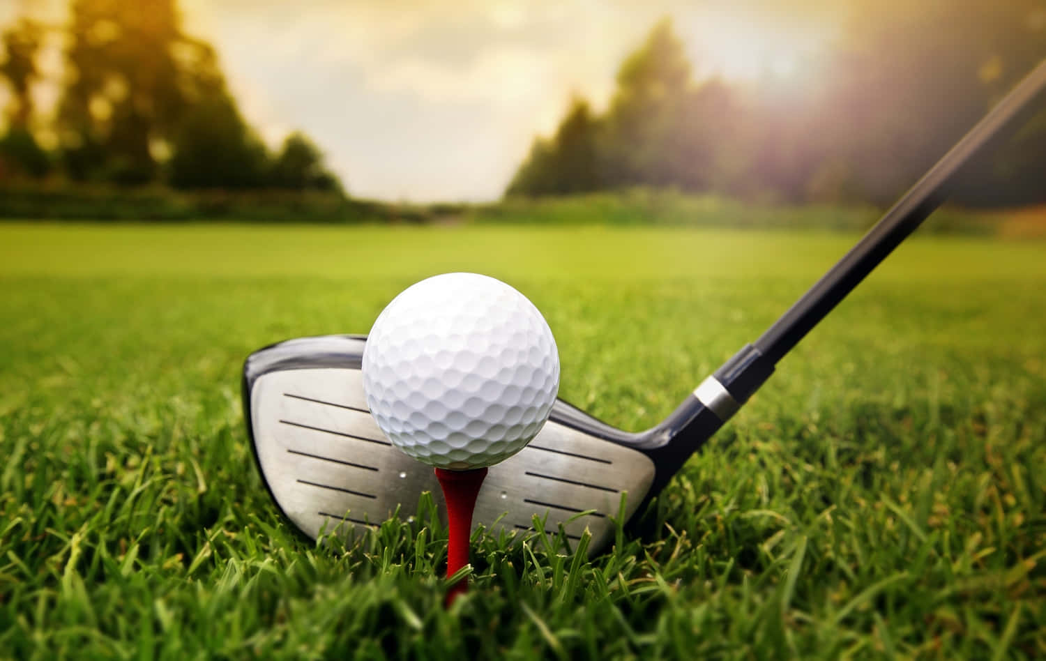 3d Golf Desktop, Sunset Sky, red tee, HD Desktop Wallpaper