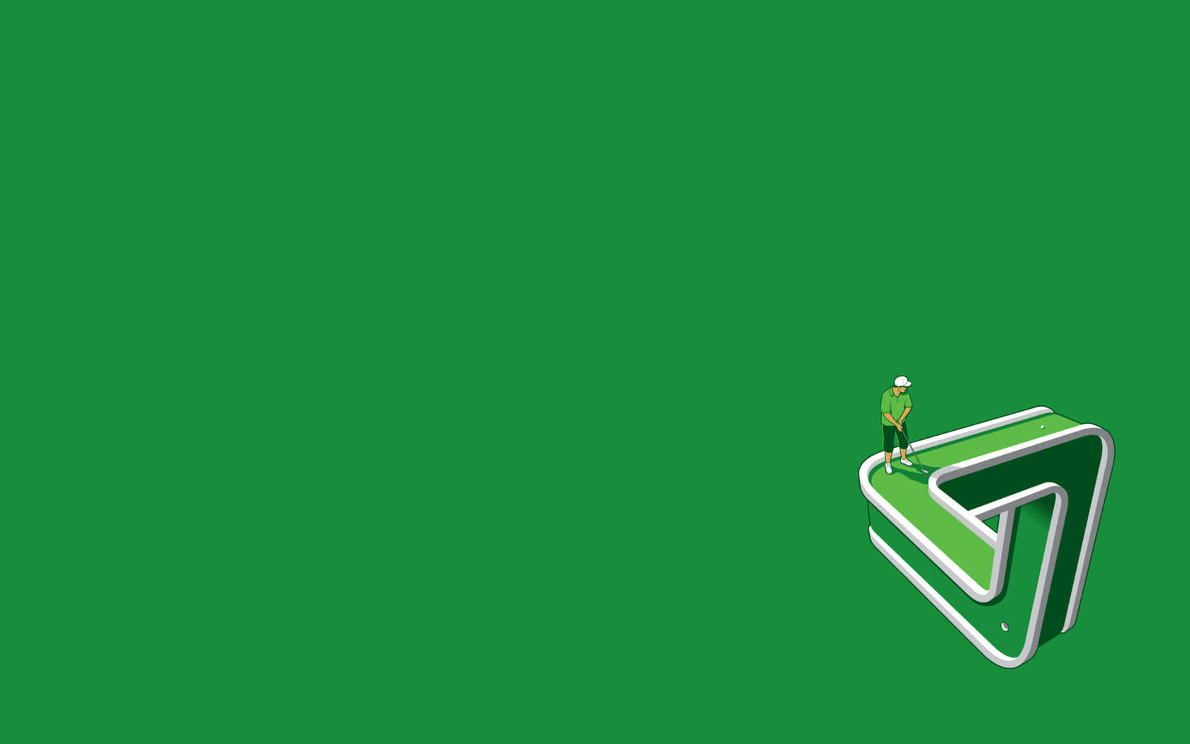 3d golf desktop, minimalist, isometric golfer, HD Desktop Wallpaper
