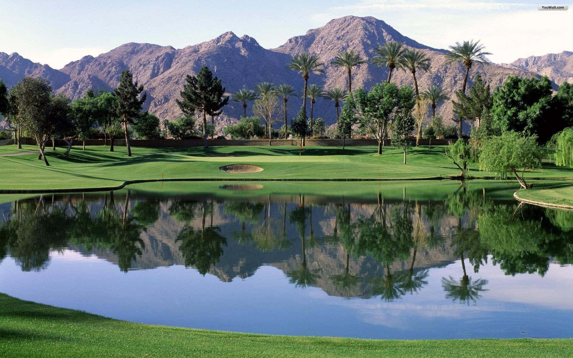 3d Golf Desktop, lake, mountain, Full HD Desktop Wallpaper