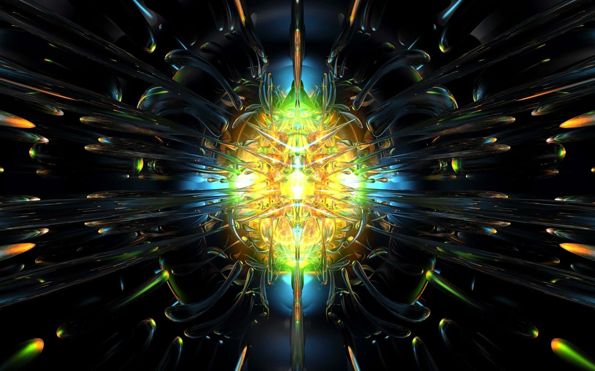 3d graphics, golden, green, Full HD Desktop Wallpaper