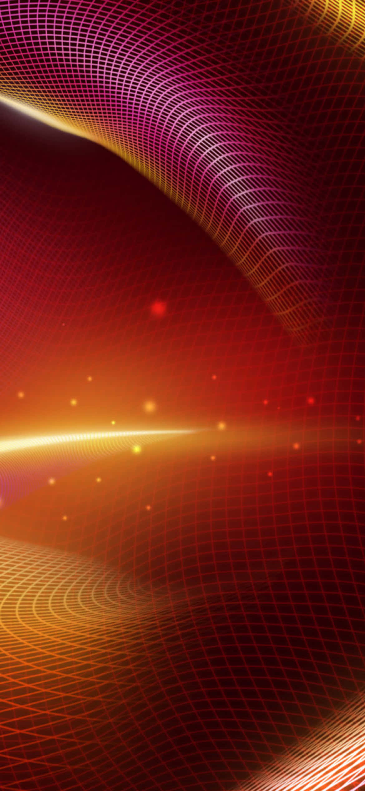 3D Cityscape, abstract grid, warm reds, Full HD Phone Wallpaper