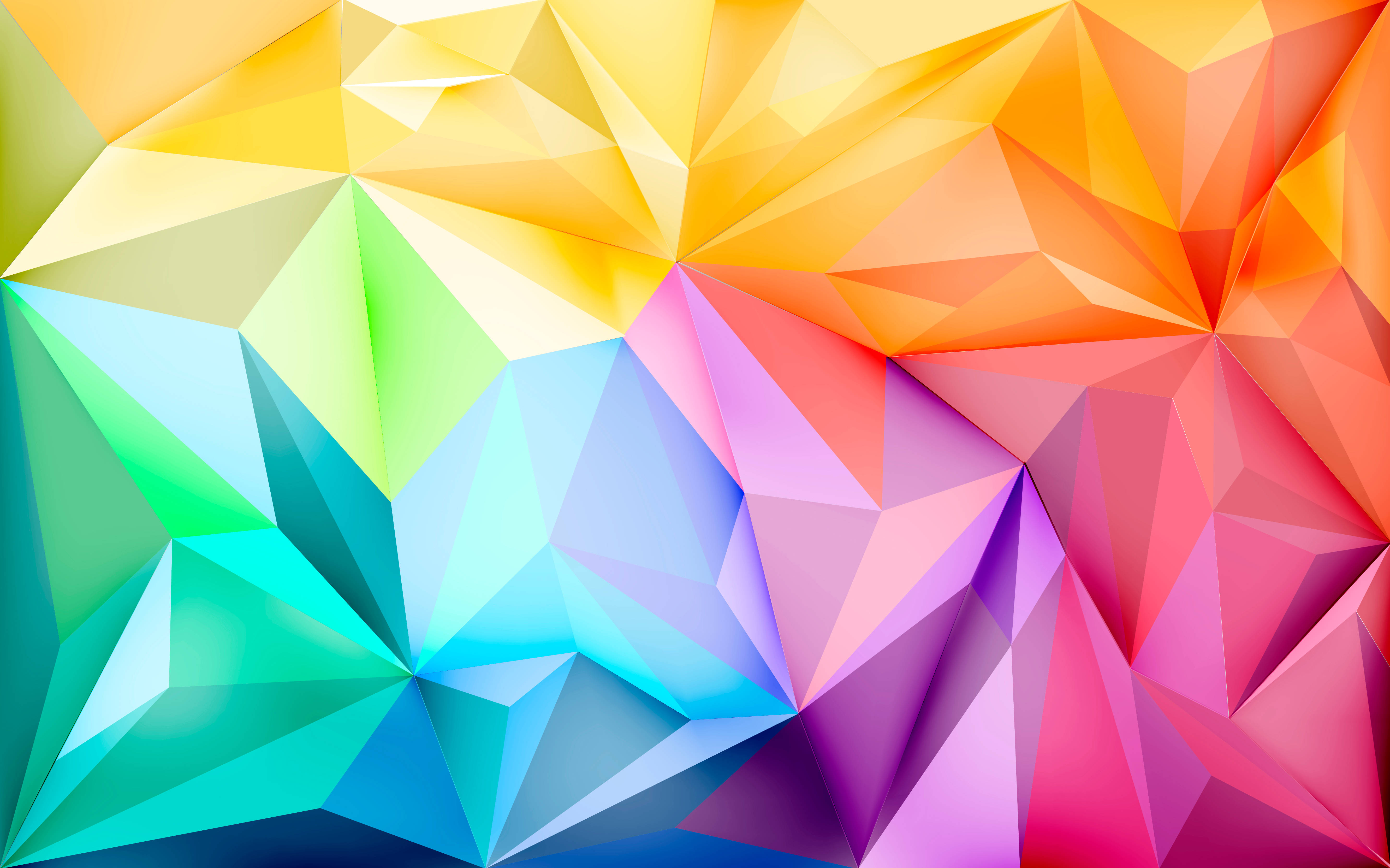 3d geometric graphic, colorful background, rainbow gradient hues, 5K Desktop Wallpaper