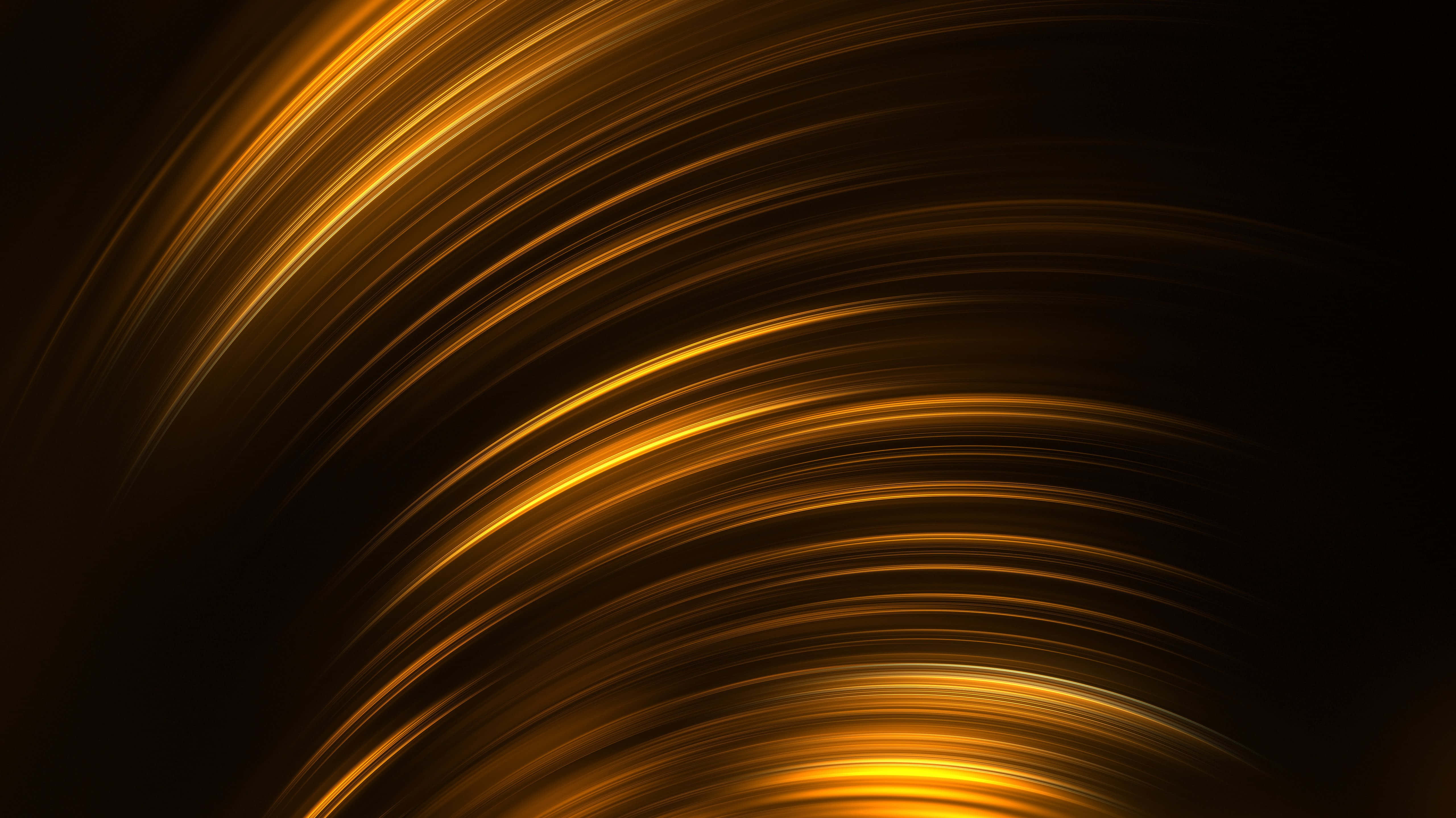 3d abstract, golden light streaks, deep black background, 5K Desktop Wallpaper