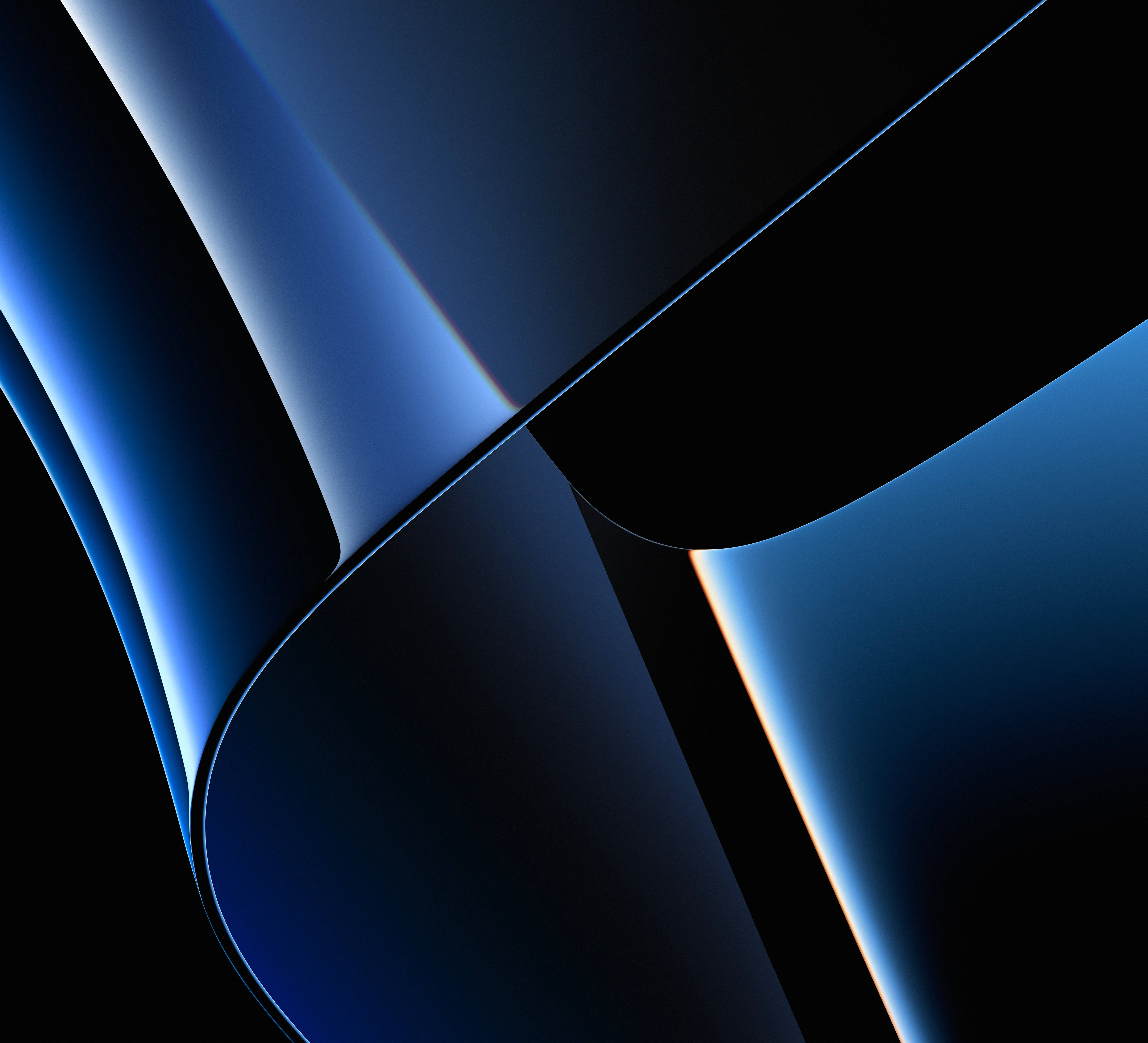 3D Geometric Art, blue curves, black background, 5K Desktop Wallpaper