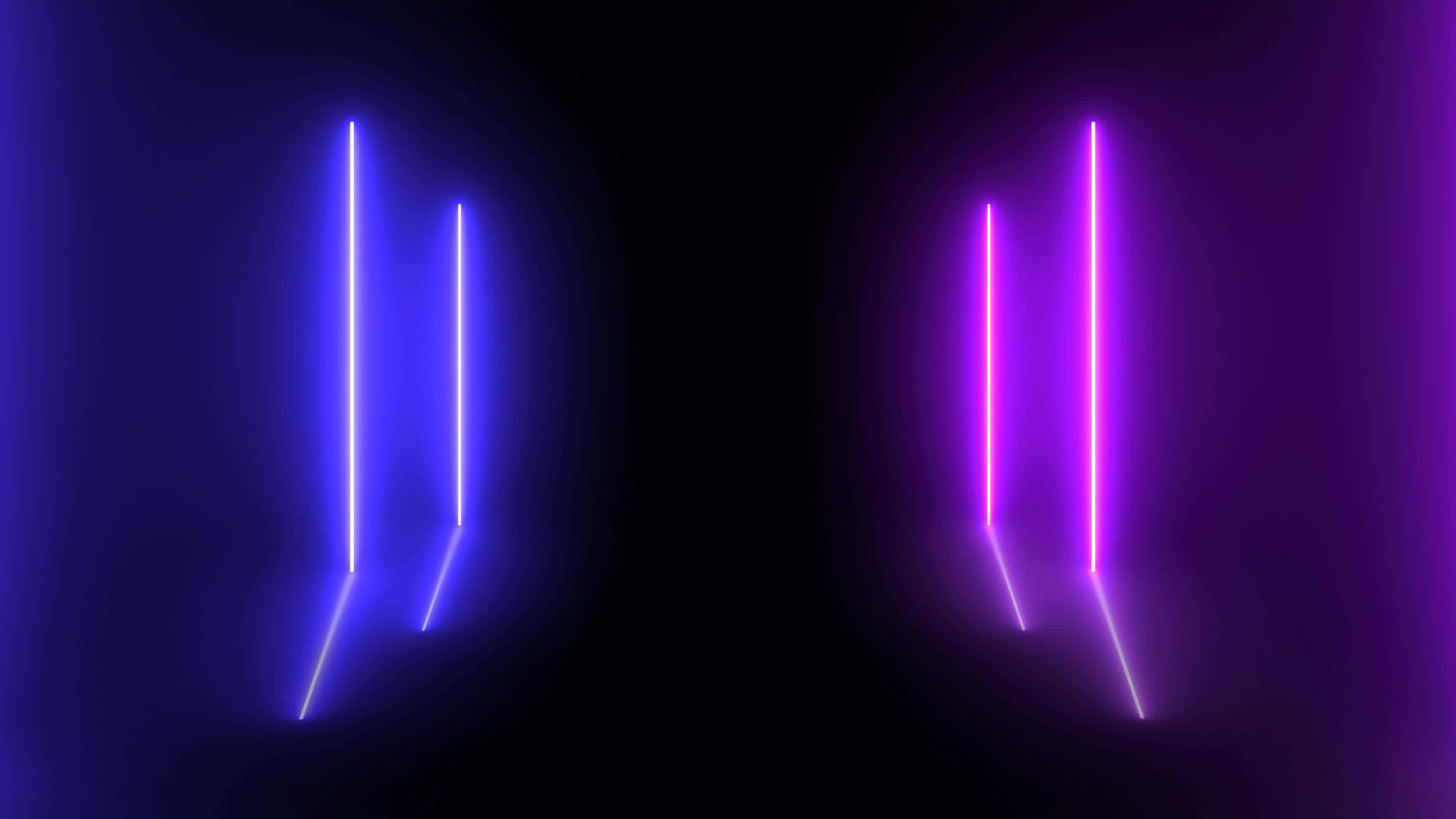 Cool 3D, vibrant blue, purple neon tubes, 2K Desktop Wallpaper