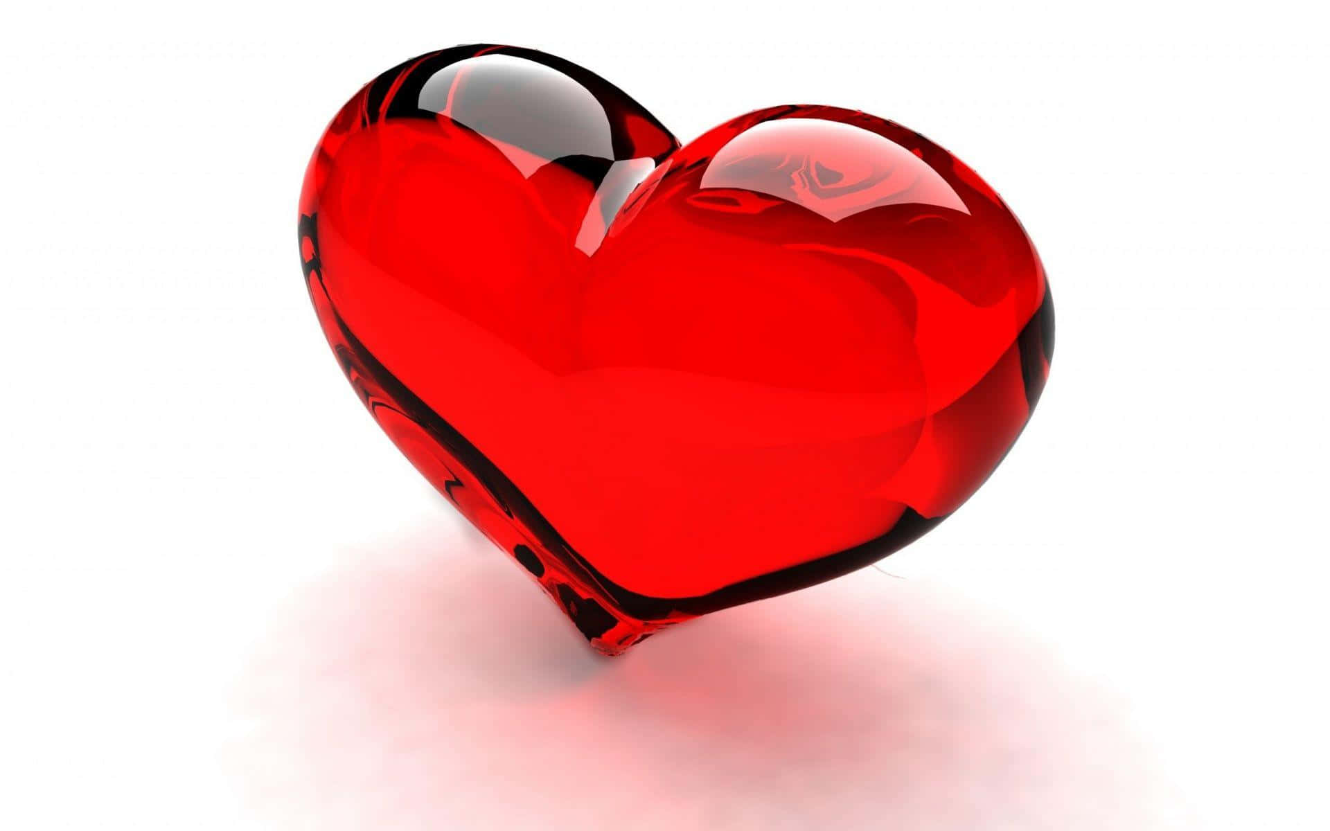 3d heart, glossy red glass heart, white surface, Full HD Desktop Wallpaper