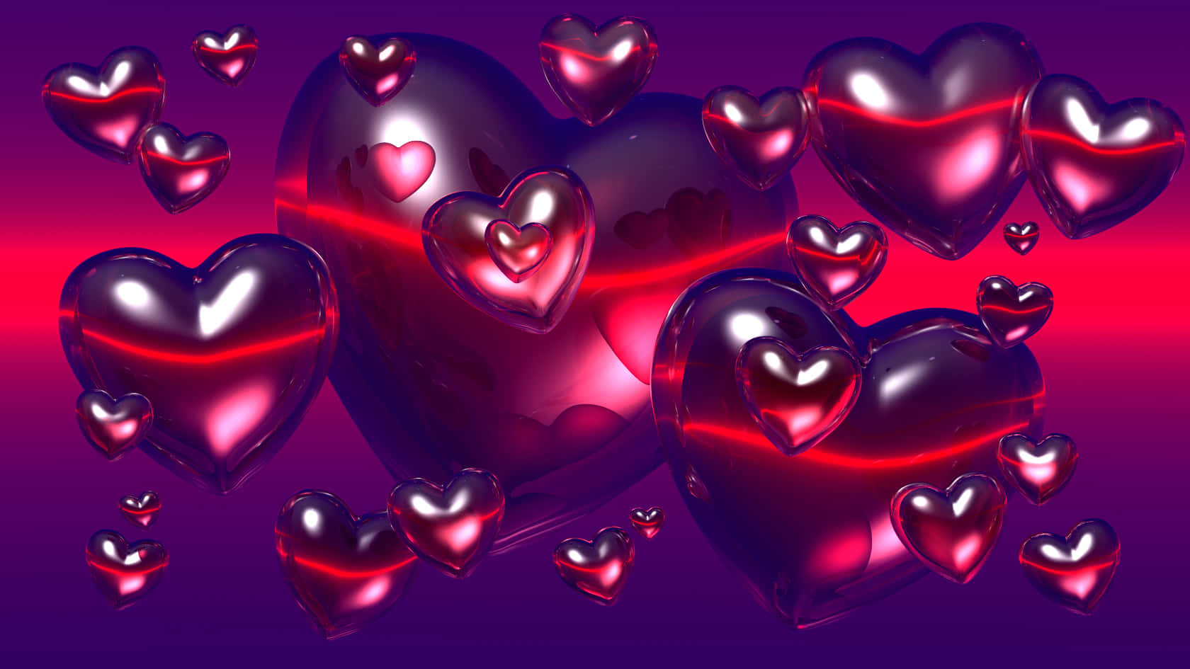 3d heart, glossy red, purple, HD Desktop Wallpaper