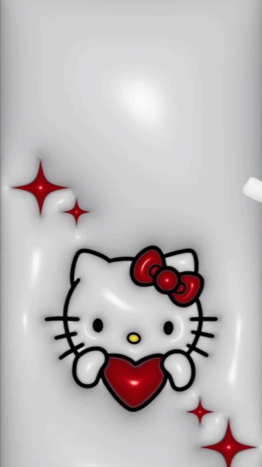 Hello Kitty, red heart, red bow, Full HD Phone Wallpaper