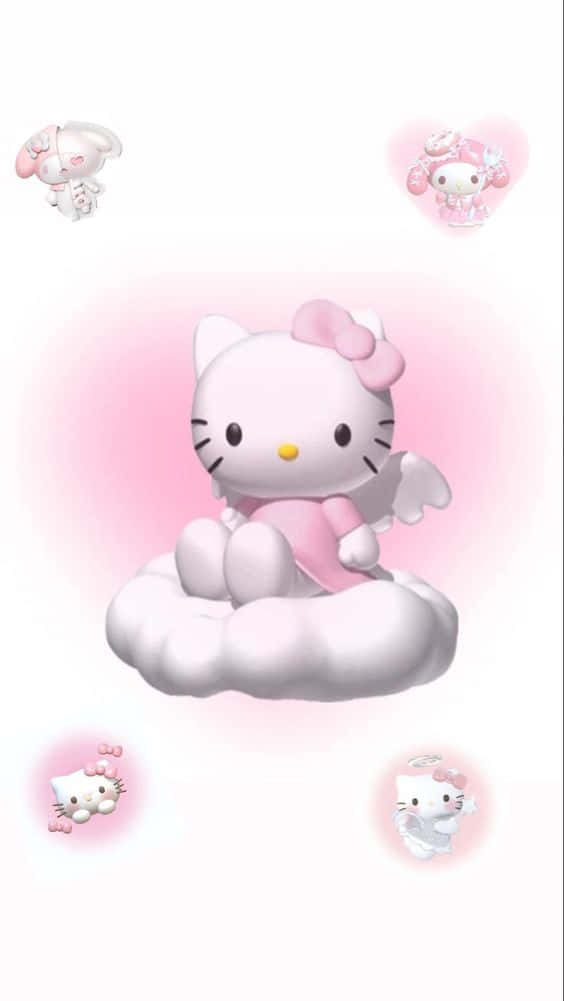 3d Hello Kitty, Hello Kitty, cloud, SD Phone Wallpaper