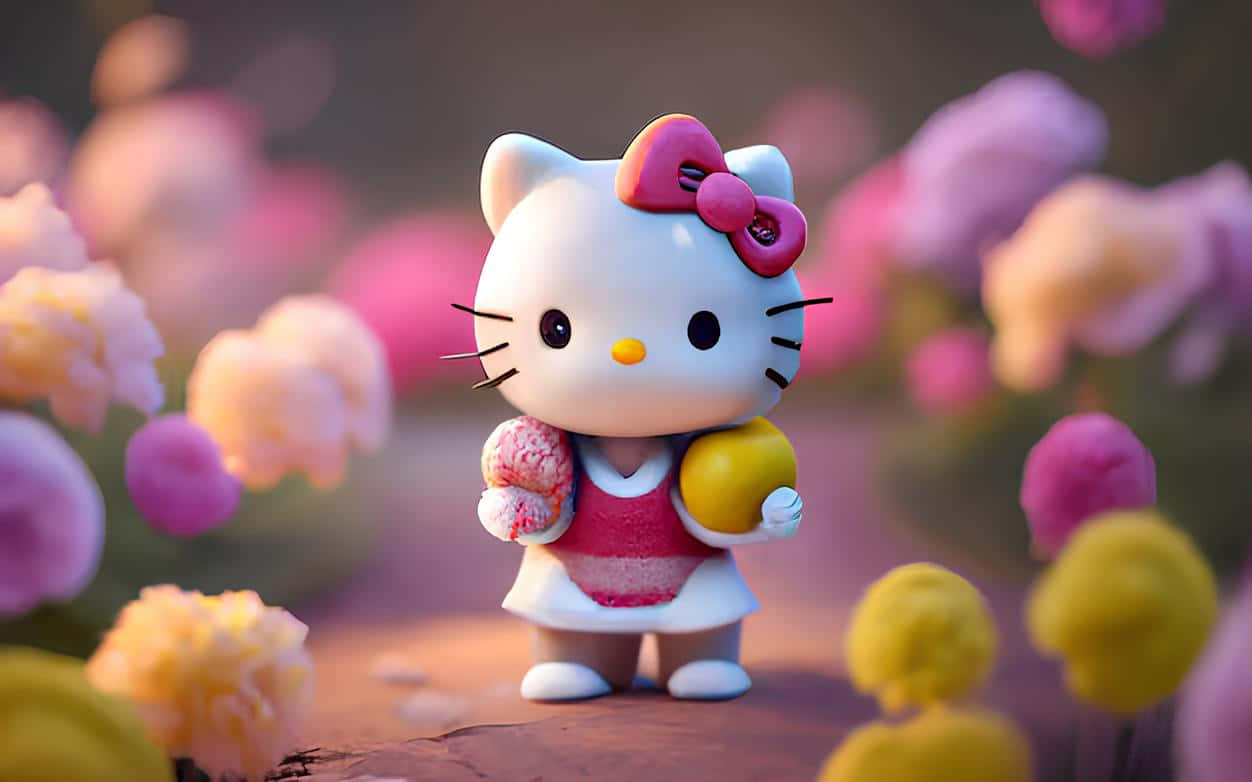 Hello Kitty, pink dress, lemon, SD Desktop Wallpaper
