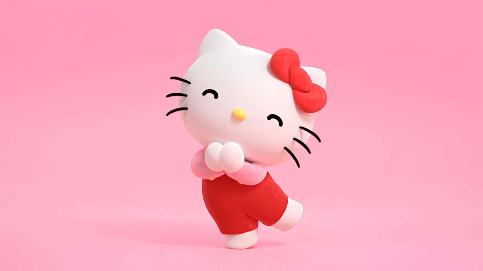 3d Hello Kitty, Hello Kitty, red outfit, HD Desktop Wallpaper