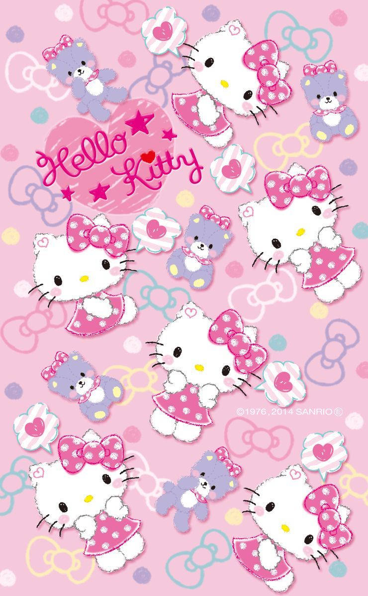 Hello Kitty, pink dresses, bows, SD Phone Wallpaper
