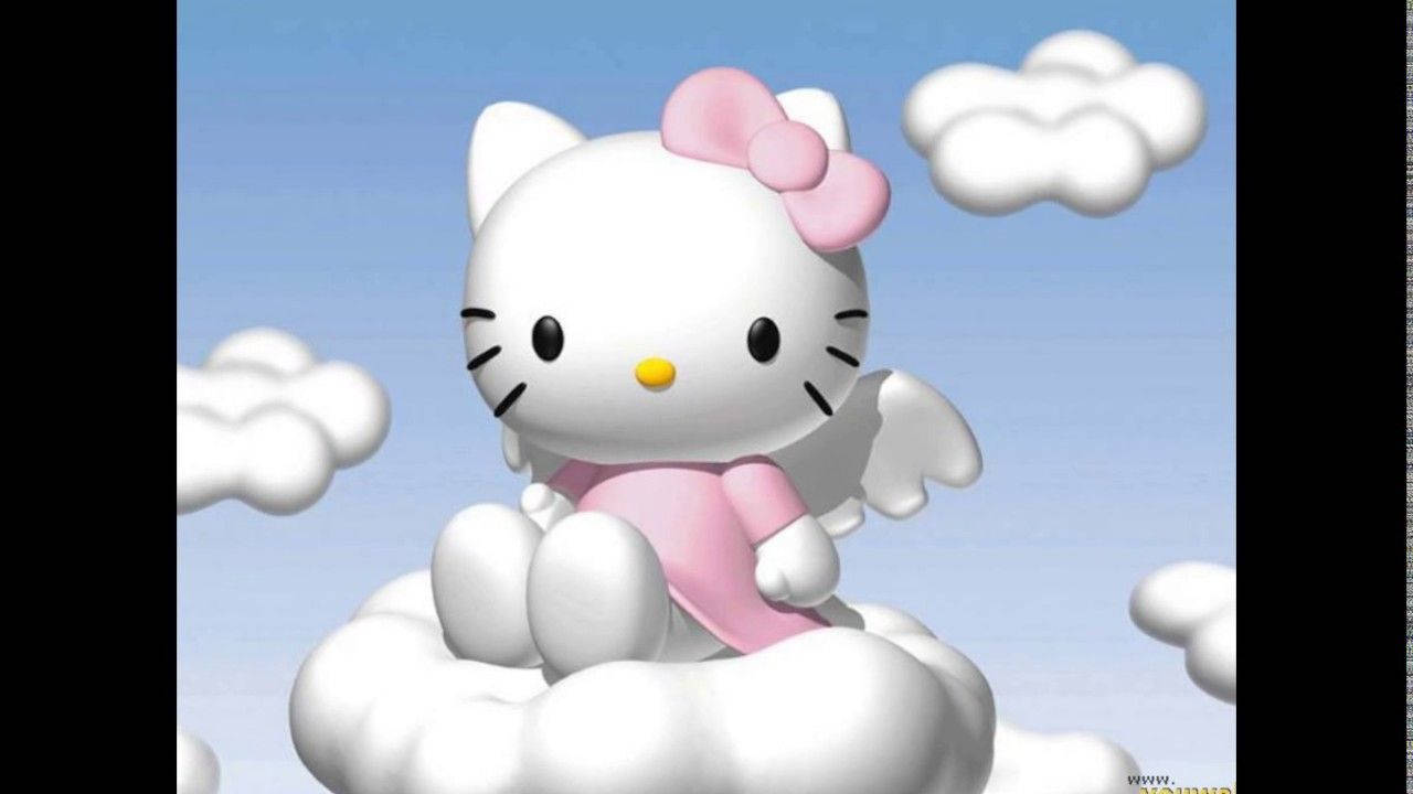 Hello Kitty, angel wings, fluffy cloud, HD Desktop Wallpaper