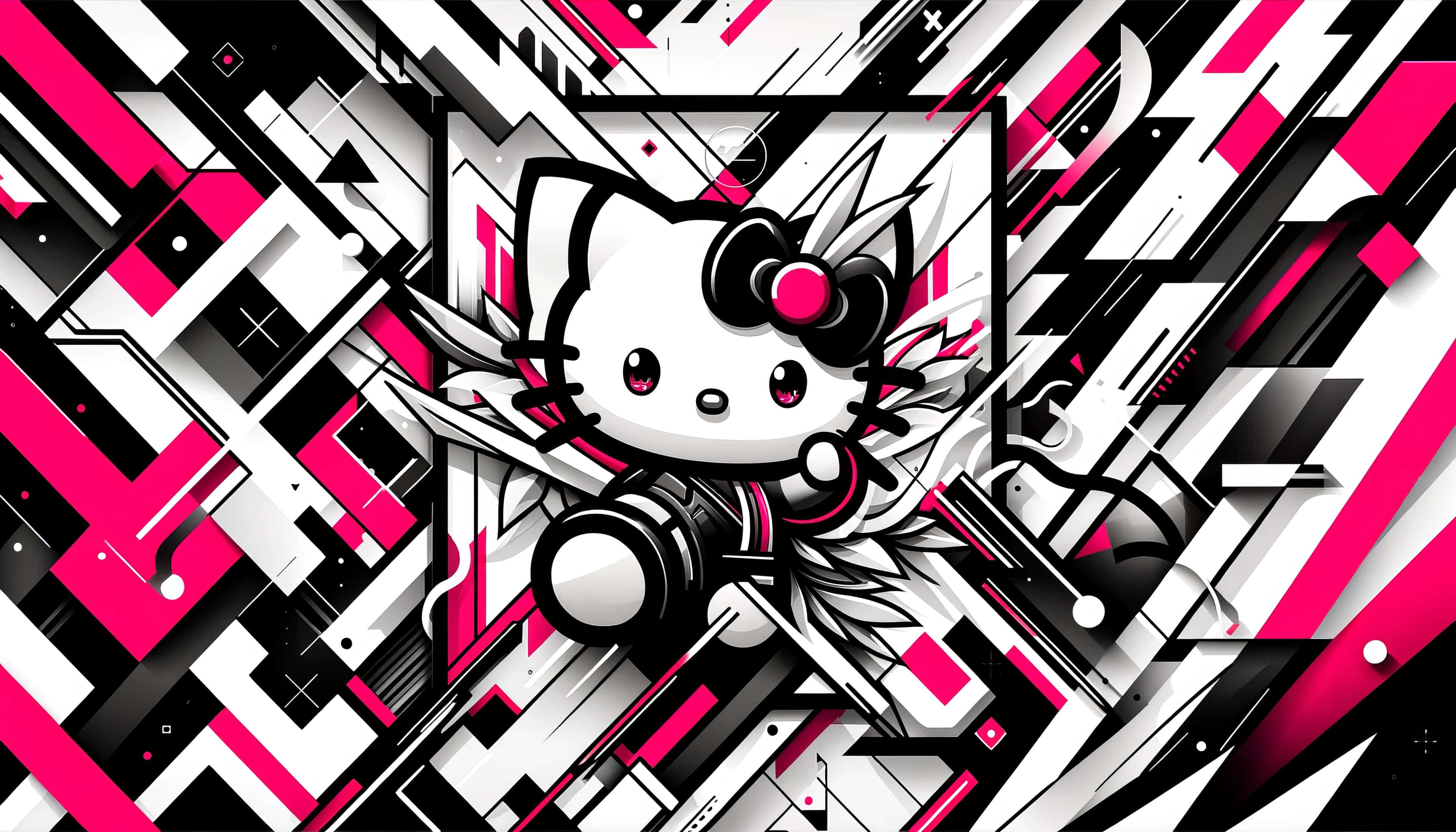 Hello Kitty, angel wings, camera, 2K Desktop Wallpaper