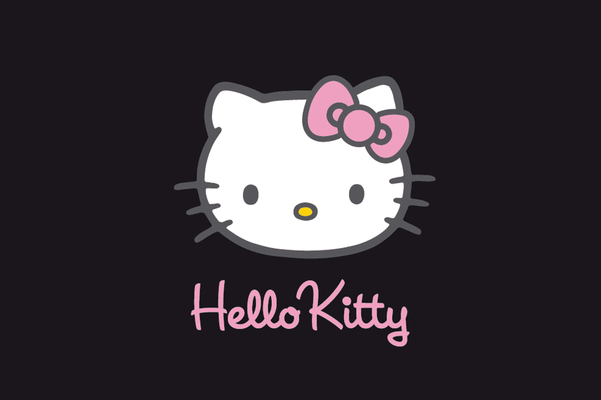 Hello Kitty, white Hello Kitty face, pink bow, Full HD Desktop Wallpaper