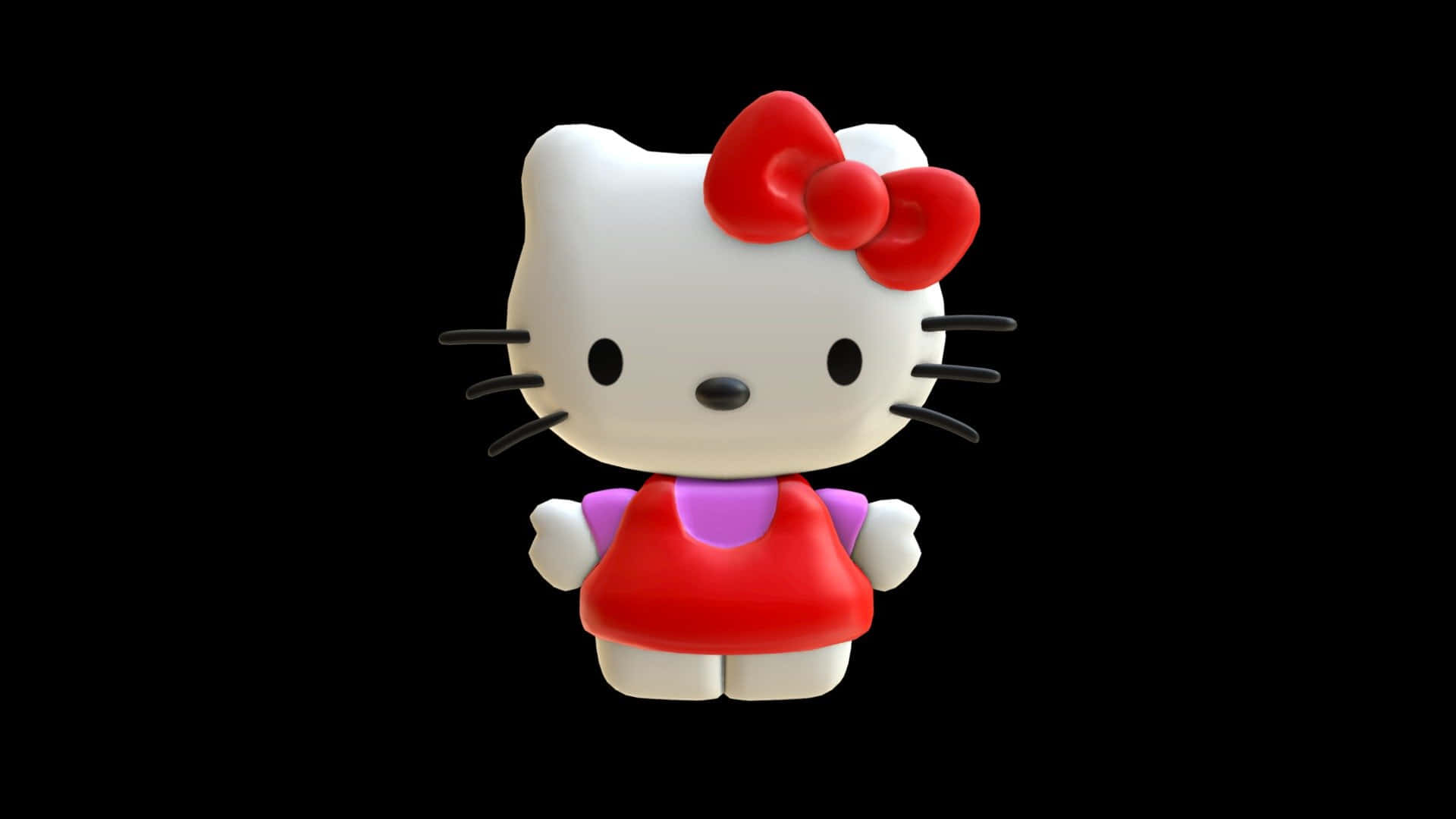 3d Hello Kitty, Hello Kitty, red bow, Full HD Desktop Wallpaper