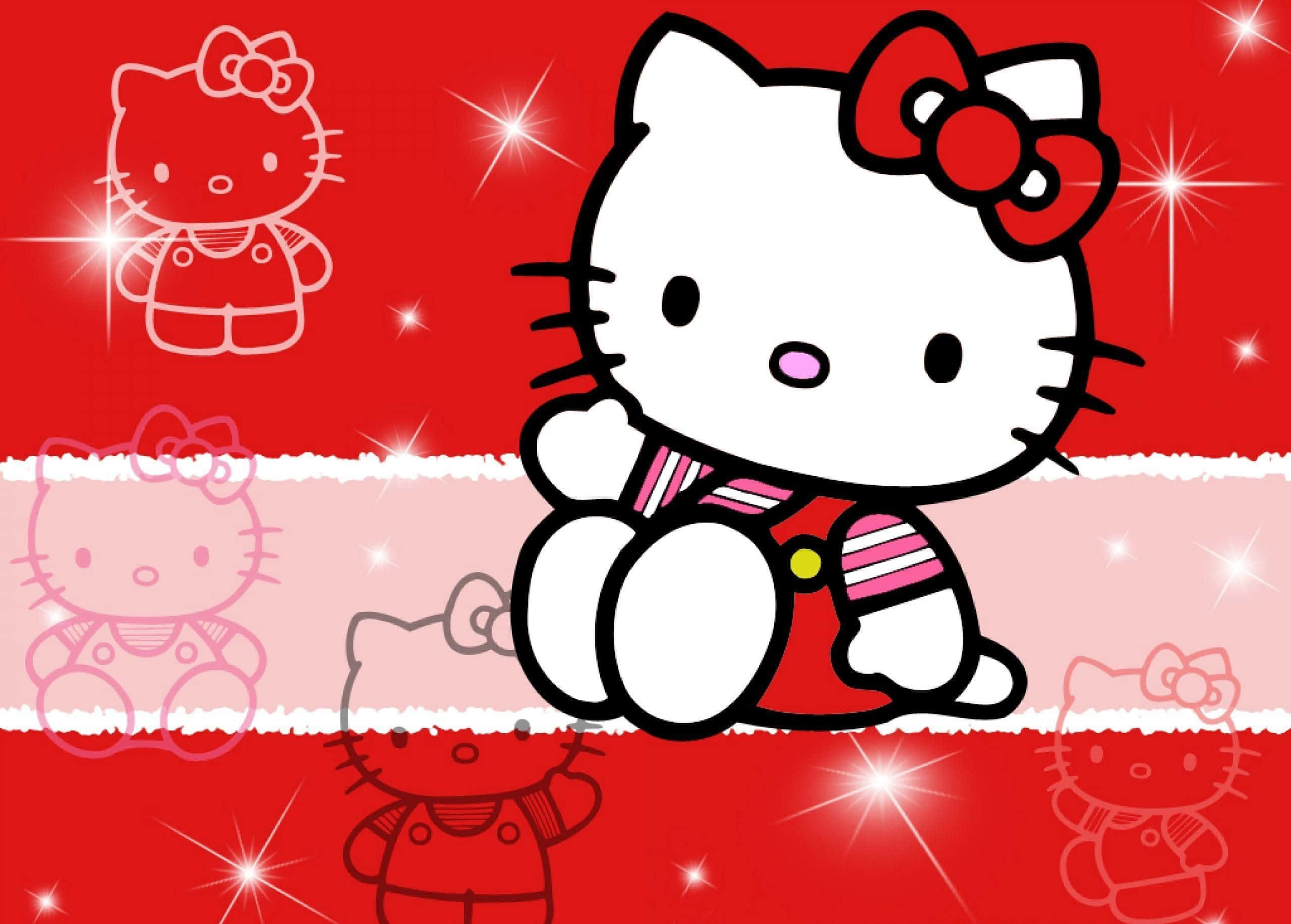 Hello Kitty, red, pink, 2K Desktop Wallpaper