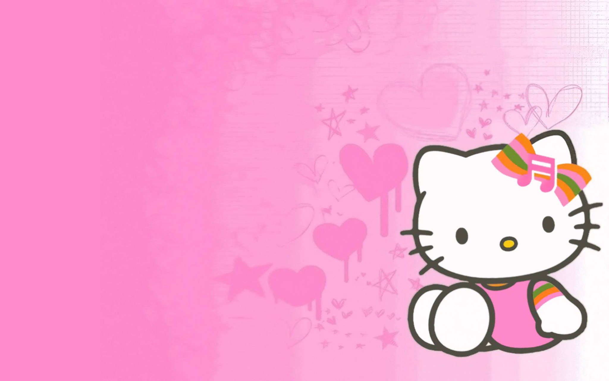 Hello Kitty, pink, hearts, Full HD Desktop Wallpaper