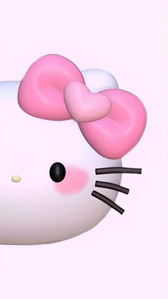 3d Hello Kitty, Hello Kitty, pink bow, SD Phone Wallpaper