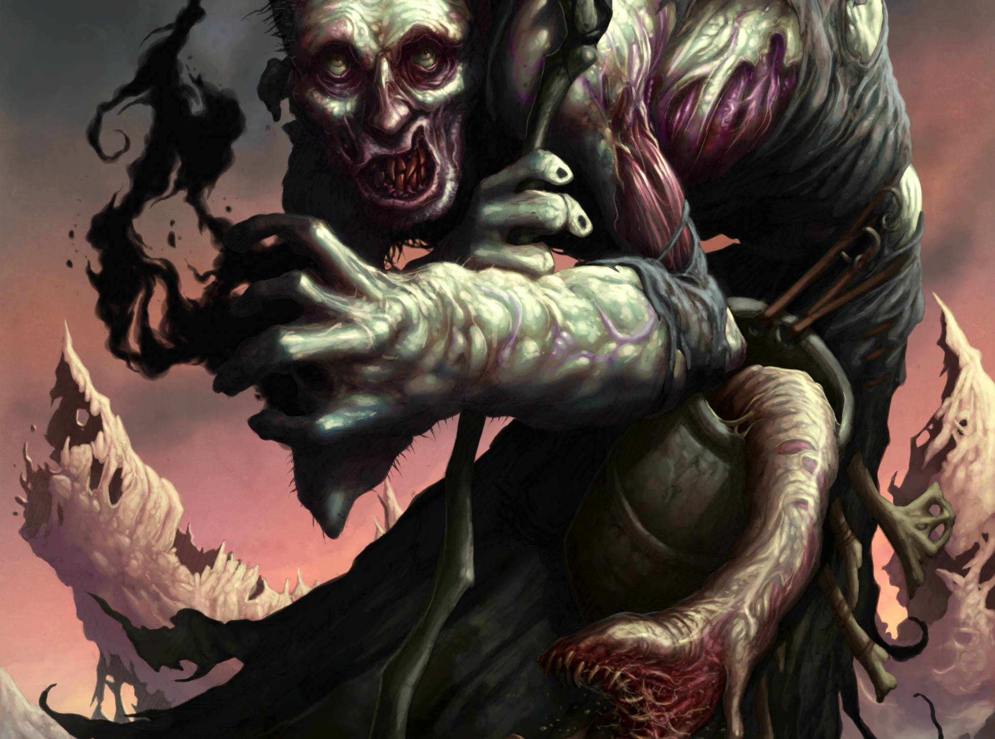 3d horror, mutated man, grotesque undead creature, Full HD Desktop Wallpaper