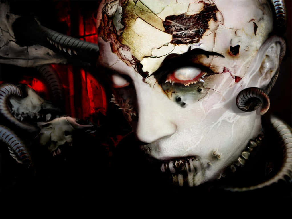 cracked doll, grotesque humanoid face, cracked porcelain skin, SD Desktop Wallpaper