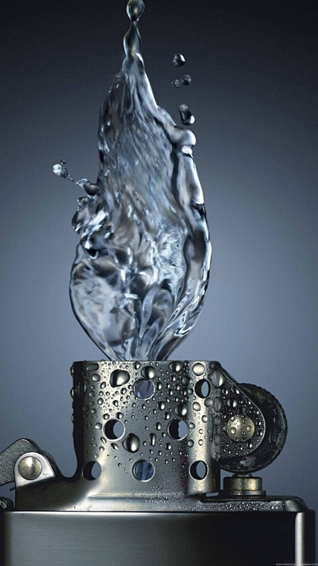 3d iPhone, water, metallic lighter, Full HD Phone Wallpaper