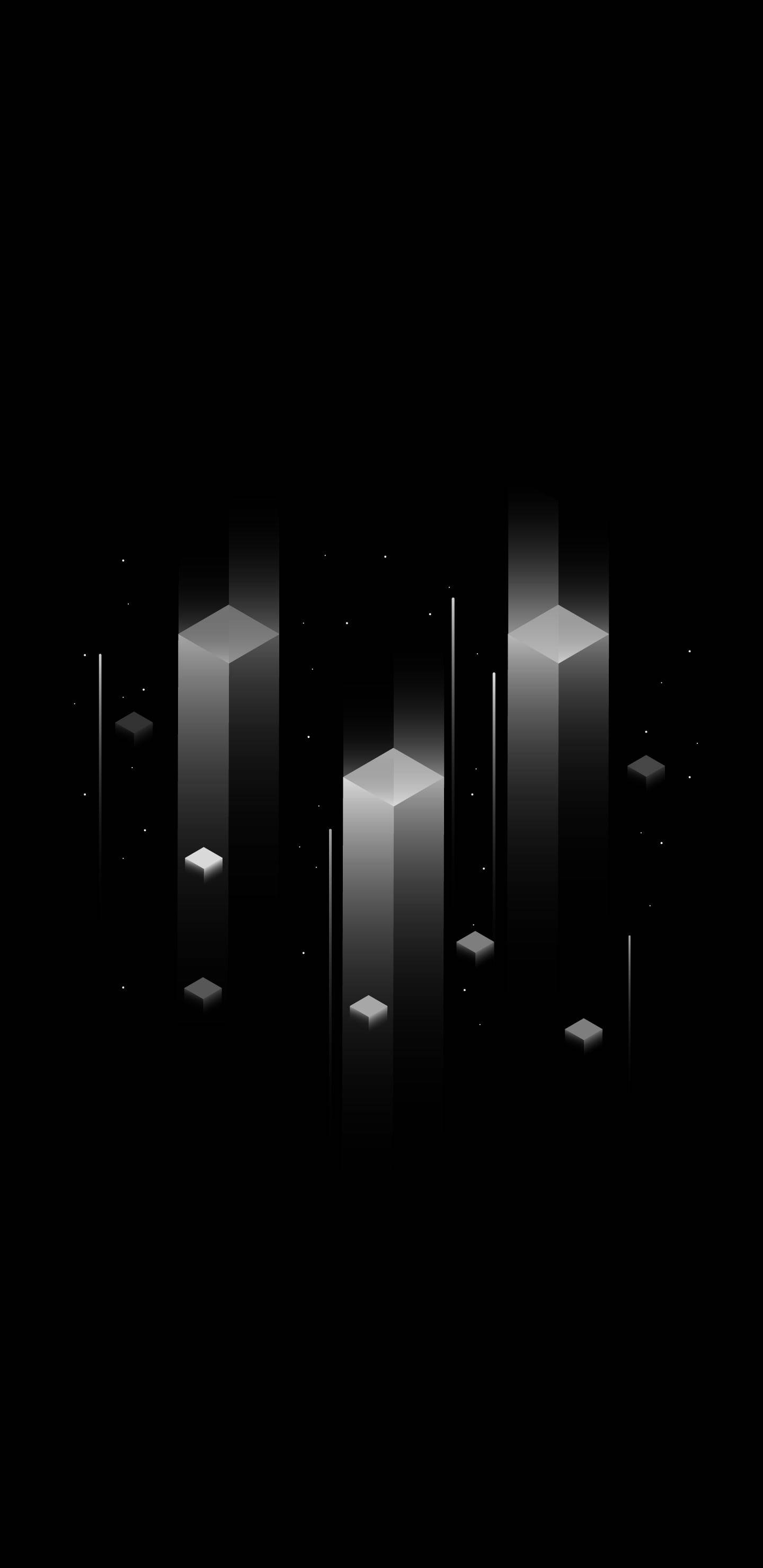 3d vector cubes, minimalist black phone, starry black void, 2K Phone Wallpaper