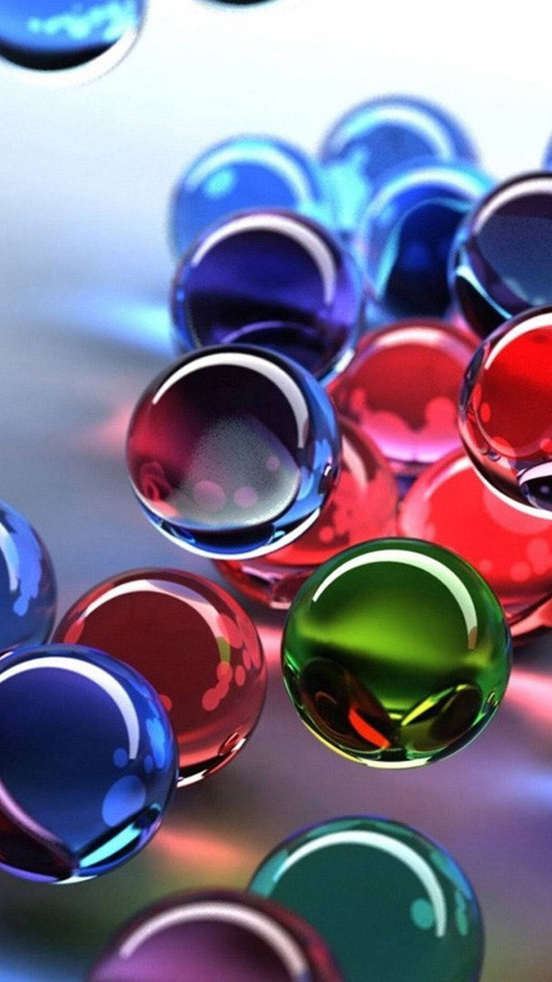 3d iPhone, colourful glass spheres, vivid red blue and green hues, Full HD Phone Wallpaper