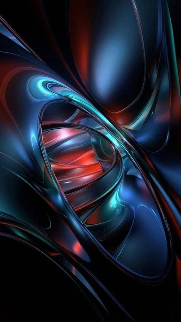 3d iPhone, liquid metal, deep blue, HD Phone Wallpaper