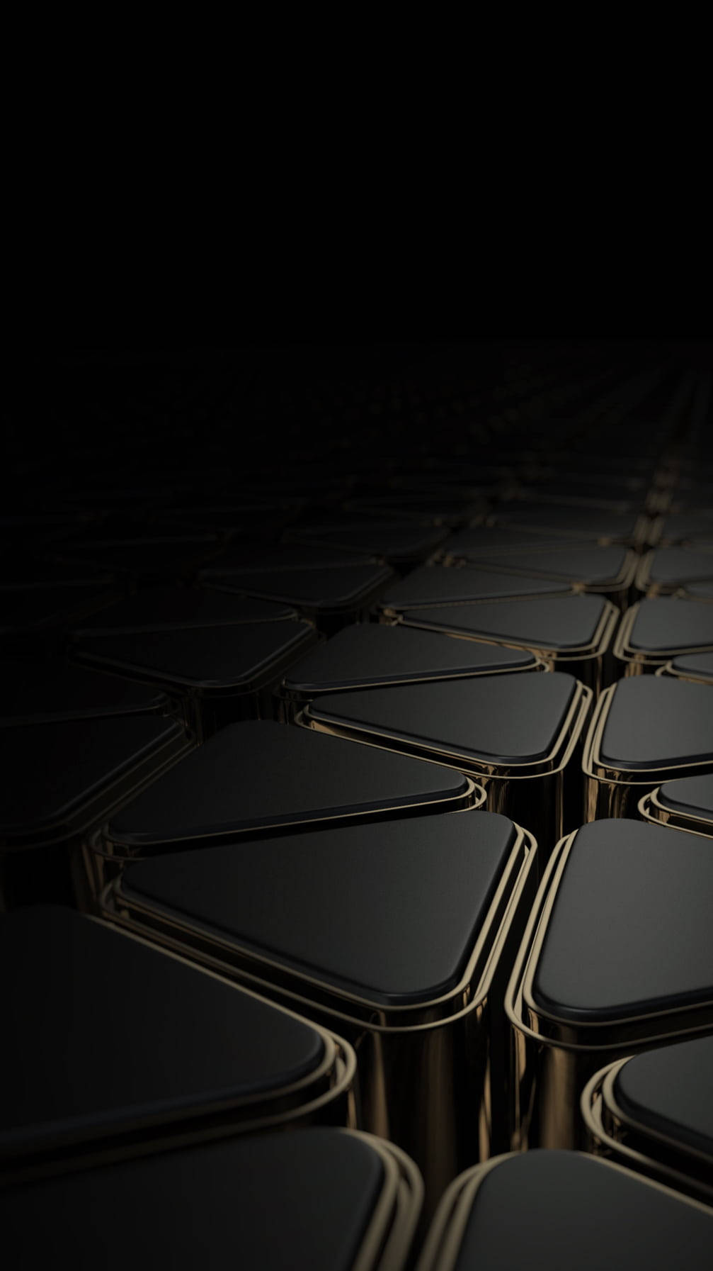 black hexagonal tiles, gold trim, geometric pattern, HD Phone Wallpaper