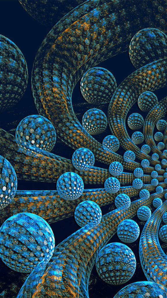 3d iPhone, dynamic blue spheres, glowing blue spheres, SD Phone Wallpaper