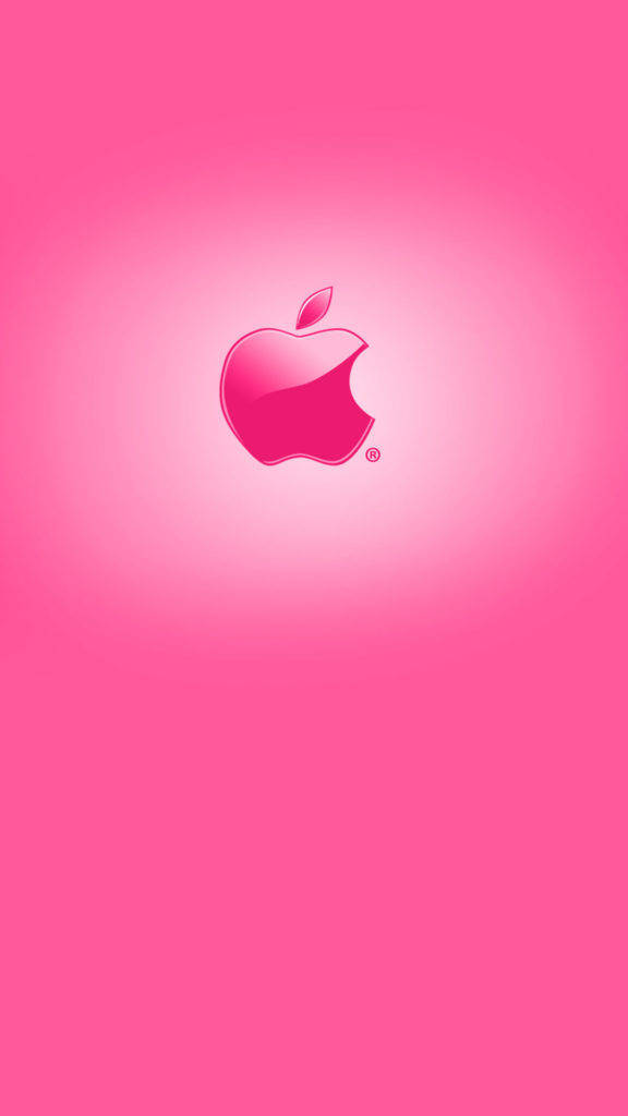 pink Apple logo, glossy, gradient pink background, SD Phone Wallpaper