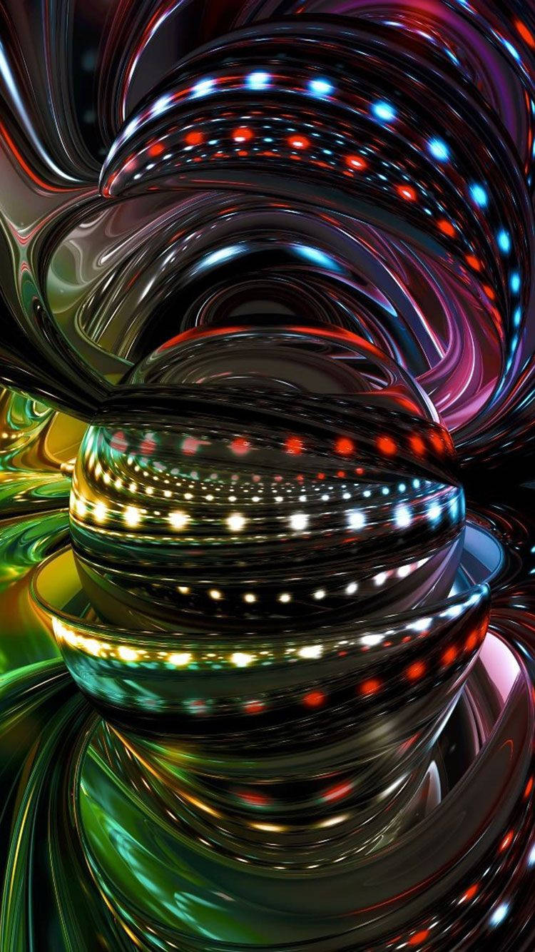 3d iPhone, psychedelic sphere, glowing red blue and green lights, HD Phone Wallpaper
