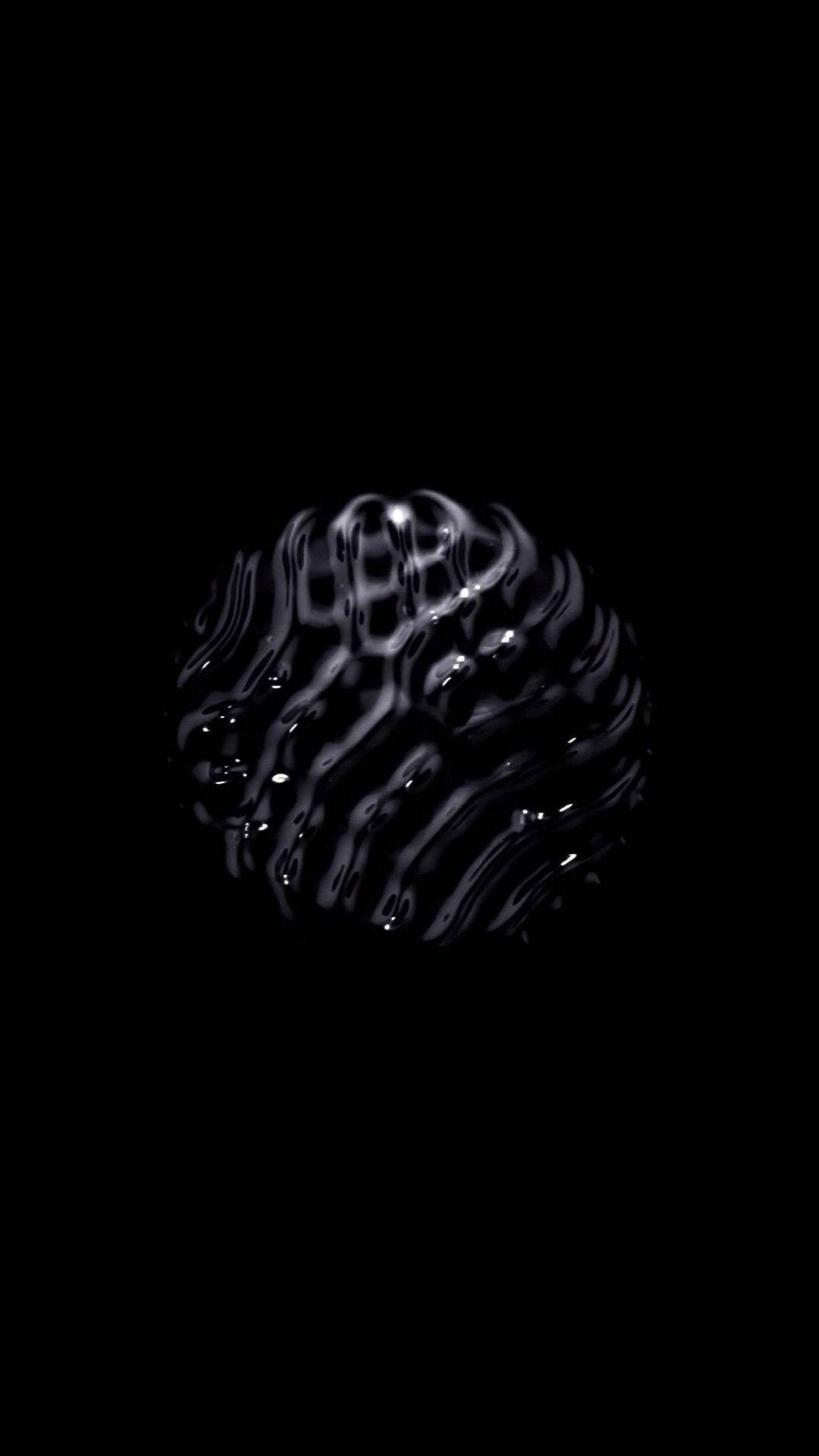 3d iPhone, black, glowing abstract orb, Full HD Phone Wallpaper