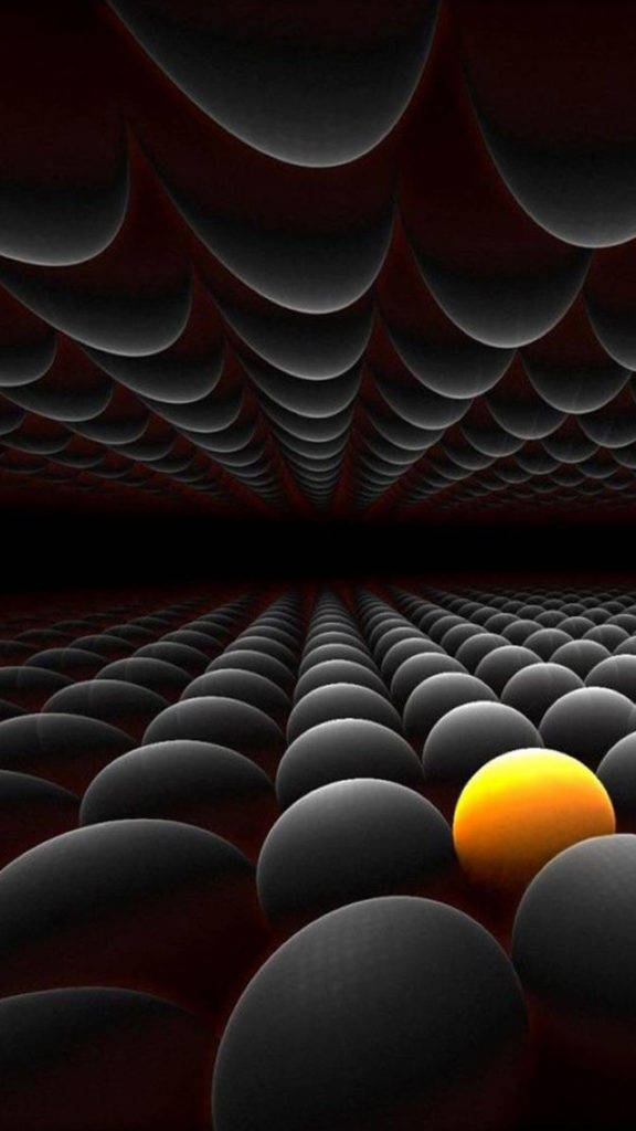 3d iPhone, black, yellow spheres, SD Phone Wallpaper