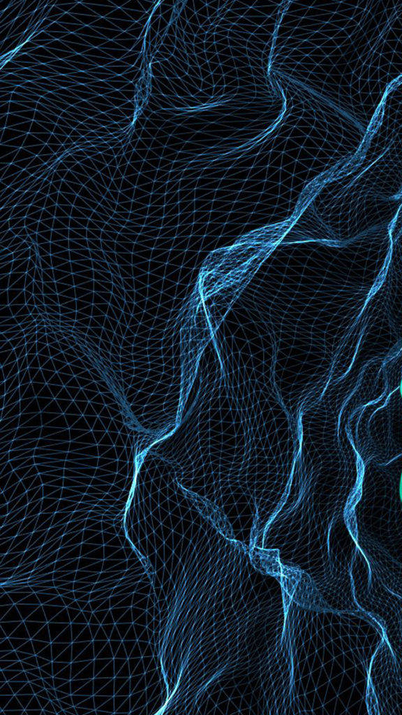 3d iPhone, blue wireframe mesh, liquid light, SD Phone Wallpaper