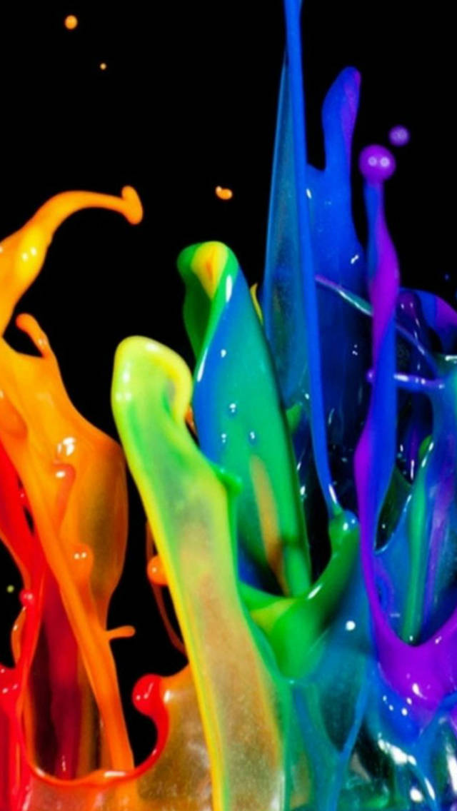 3d iPhone, rainbow hues, stark black background, SD Phone Wallpaper