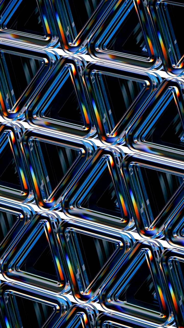 3d phone, glass triangles, metallic triangles, HD Phone Wallpaper