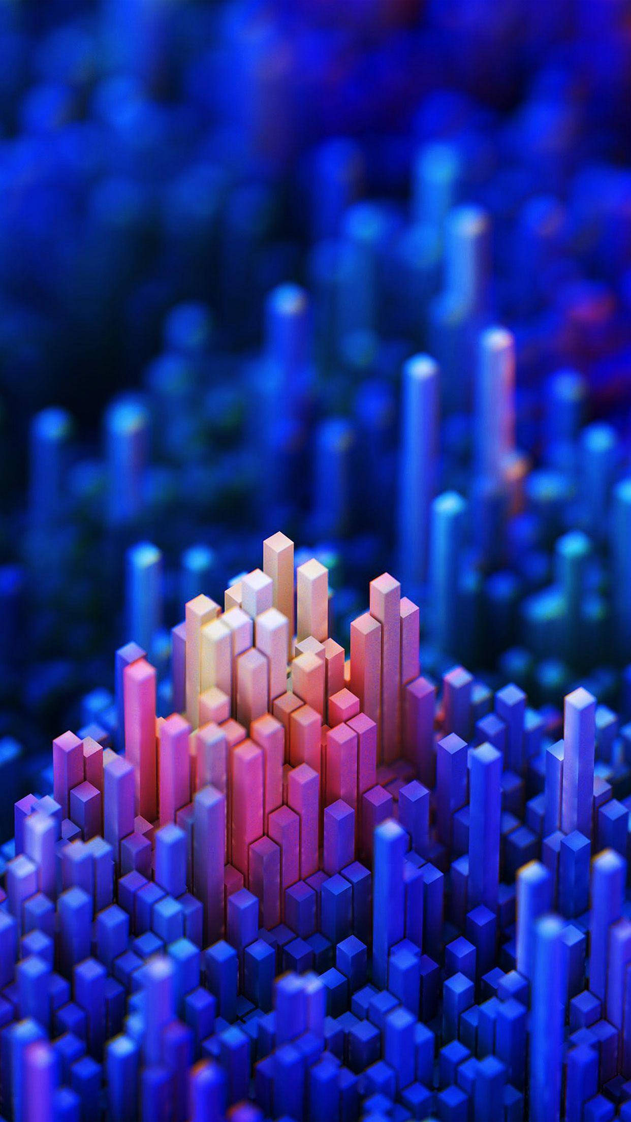 3d iPhone, rectangle pillars, vibrant gradient bars, Full HD Phone Wallpaper